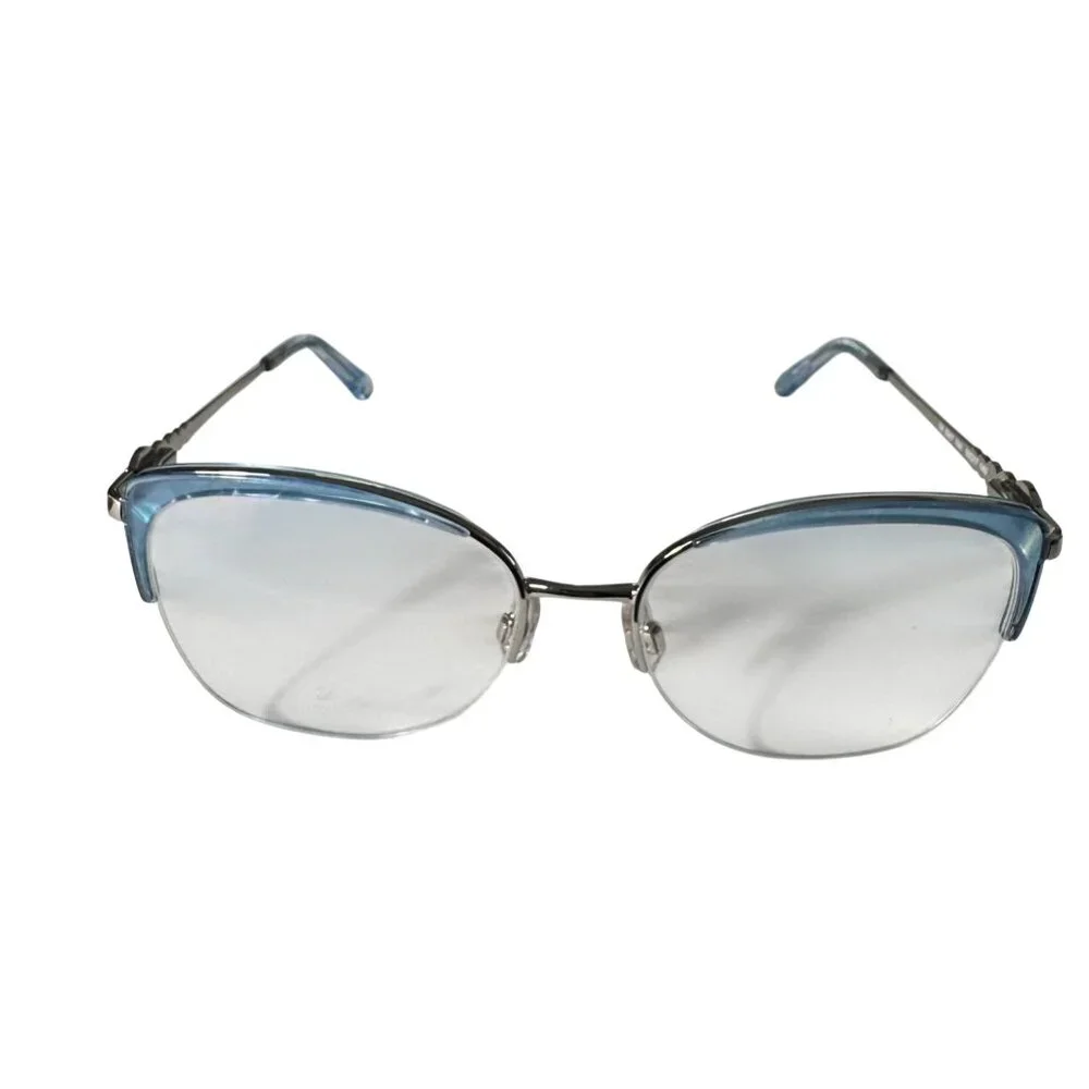 Swarovski SK5307 Eyeglass Frame Only 55-17-140 Blue Metal Semi-Rimless Gemstones - Picture 8 of 14